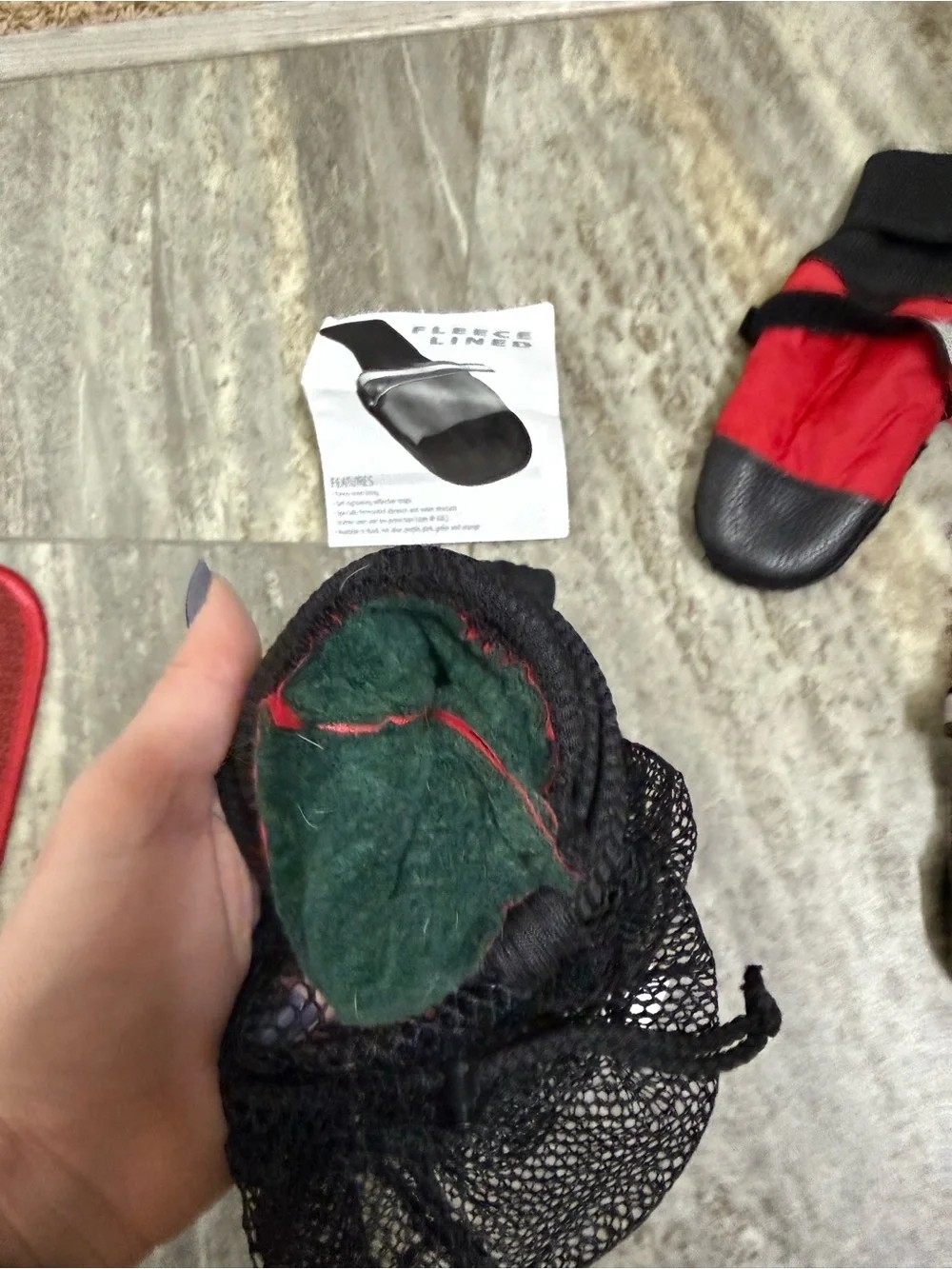 Red Fleece-Lined Dog Boots (Brand: )